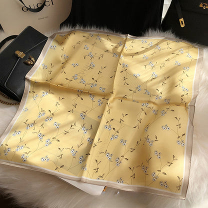 100% Mulberry Silk Yellow Small Square Scarf
