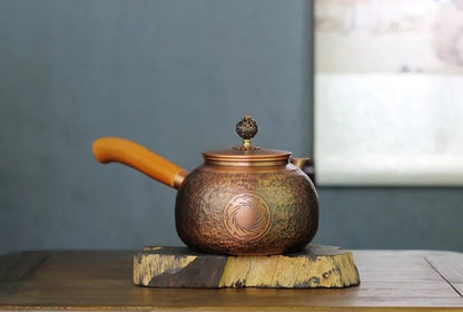 Sun God Bird Side Handle Small Copper Teapot