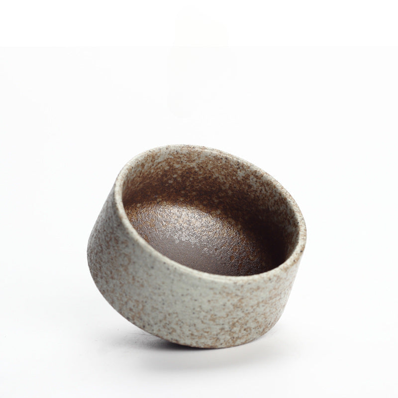 Coarse Pottery Tea Cup Set with Retro Design