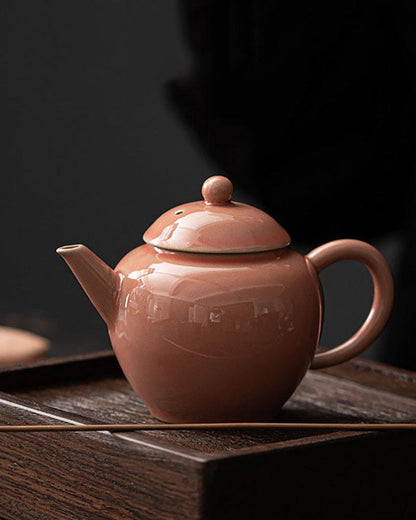 Handmade Grapefruit Red Porcelain Teapot