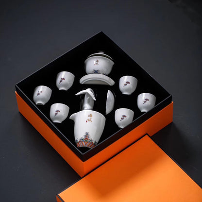 Nuevedeer White Jade Porcelain Gongfu Tea Set