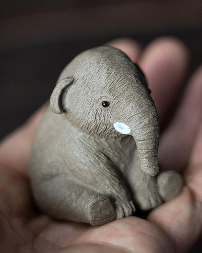 Handmade Baby Elephant Decorative Ceramic Tea Pet - gloriouscollection