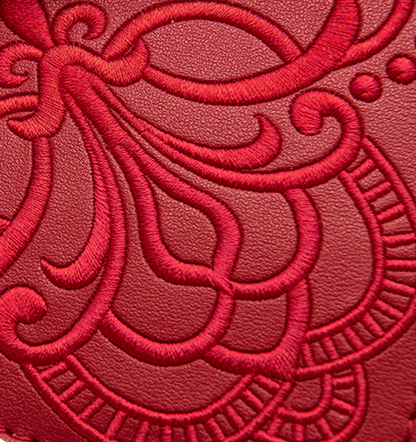 Auspicious Pavilions and Terraces Embroidered Leather Shoulder Bag