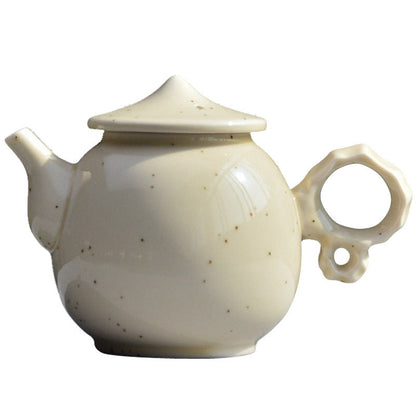 Vintage White Ceramic Bean Color Glazed Tea Pot