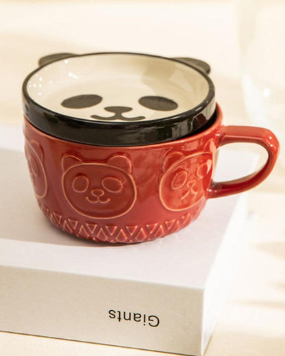 Panda &amp; Shiba Inu Dog &amp; Cats Ceramic Cup&amp;Saucer / Bowl&amp;Plate Set