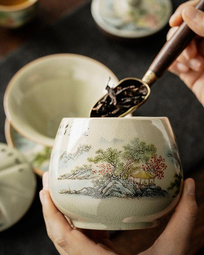 Cyan Green Tea/Candies/Coffee Beans Ceramic Jar - gloriouscollection