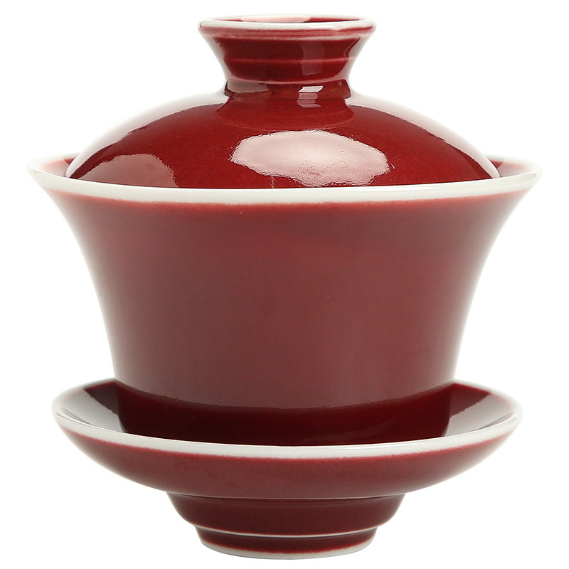 Vintage Red Porcelain Gaiwan