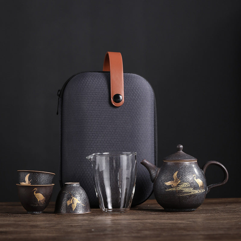 Silver Spot Glaze Portable Travel Tea Set