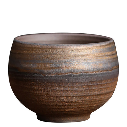Coarse Pottery Retro Tea Cup with Luohan Design