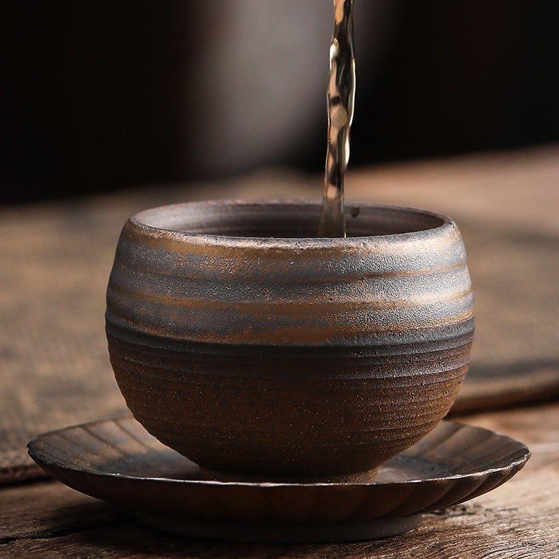 Coarse Pottery Retro Tea Cup with Luohan Design