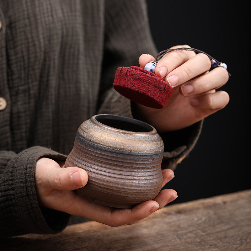 Gold Fu Lu Tea Pot Handmade Retro Stoneware Small Sealed Tea Pot Pu&