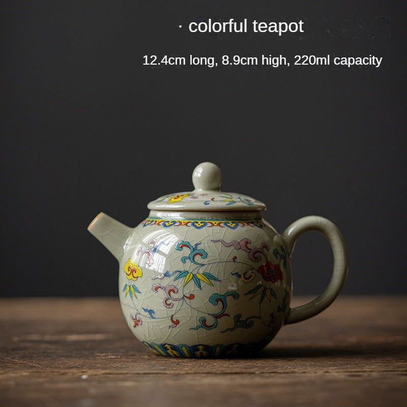 Colorful Retro Old Clay Teapot
