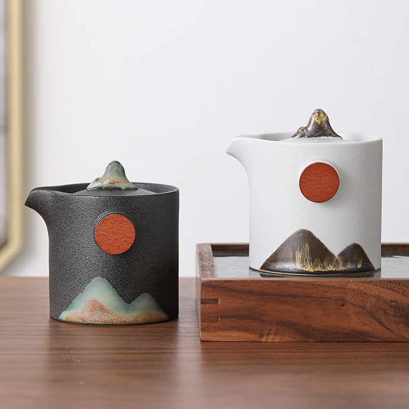 Japanese-Style Hand-Painted Black Porcelain Stoneware Teapot