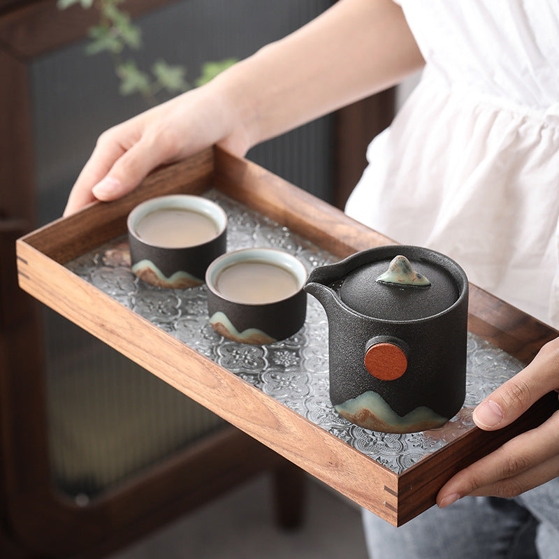 Japanese Style Hand Drawn Yuanshan Travel Tea Set