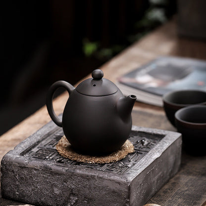 Purple Pottery Letian Pot Handmade Enameled Cast Iron Teapot