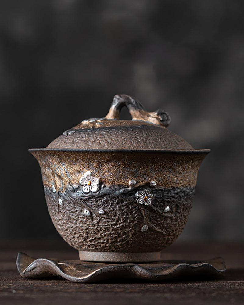 Gilding Iron Glaze Plum Blossom Gaiwan Tea Set - gloriouscollection