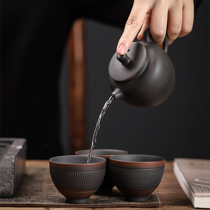 Chinese Handmade Enameled Cast Iron Small Teapot