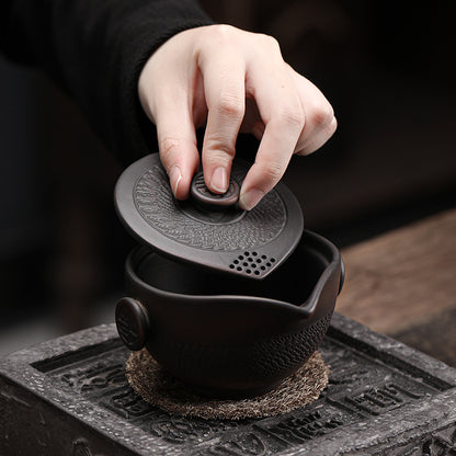 Qingxi Purple Pottery Youfu Pot with Ceramic Gaiwan