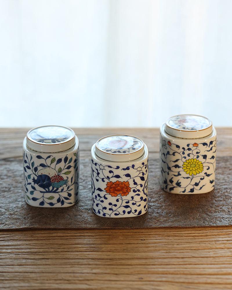 Blue And White Flower Tea/Candies/Coffee Beans Ceramic Jar - gloriouscollection