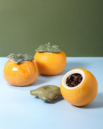Orange &amp; Mandarin &amp; Tangerine Tea/Candies/Coffee Beans Ceramic Jar - gloriouscollection