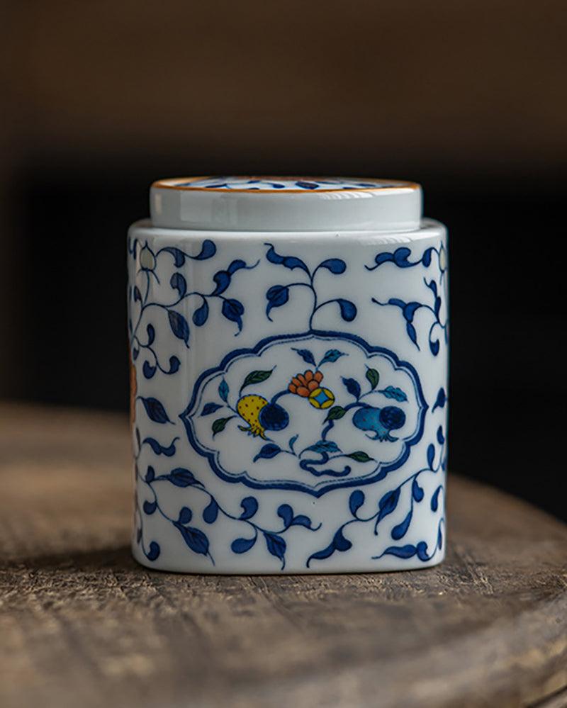 Blue And White Flower Tea/Candies/Coffee Beans Ceramic Jar - gloriouscollection