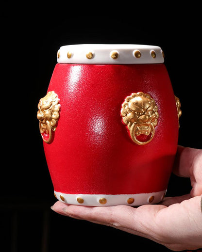 Drum Tea/Candies/Coffee Beans Ceramic Jar - gloriouscollection