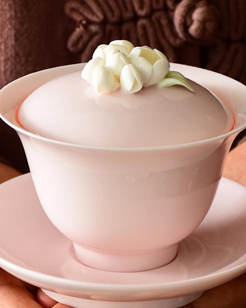 Pink Flower Gaiwan Tea Set