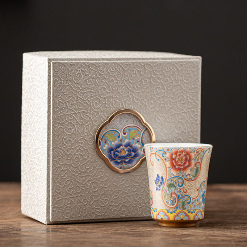 Sterling Silver Cloisonne Enamel Wanhua Master Cup