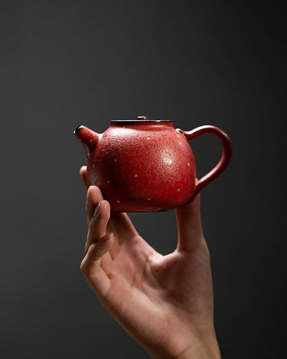 Handmade Pinkish Orange Glaze Porcelain Teapot - gloriouscollection