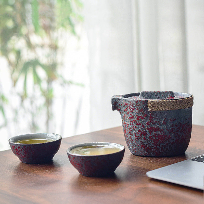 Rust Glaze Stoneware Travel Tea Set