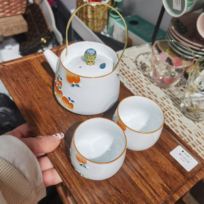 Persimmon Ceramic Portable Travel Tea Set