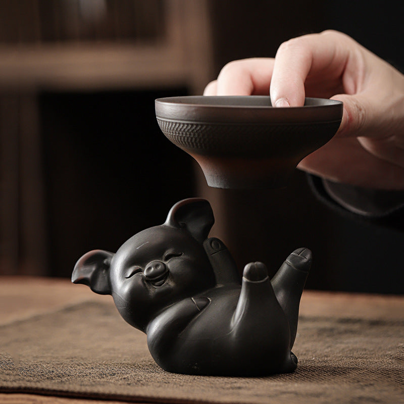 Purple Pottery Tea Strainer Handmade Jumping Knife Ceramic Kung Fu Tea Strainer Filter Tea Porcelain Filter Hole Tea Ceremony Accessories