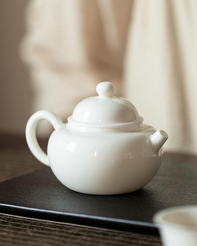 Handmade Mutton-Fat Jade White Porcelain Teapot - gloriouscollection