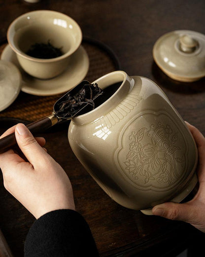 Ding Kiln Tea/Candies/Coffee Beans Ceramic Jar - gloriouscollection