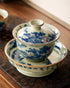 Retro Blue And White Porcelain Gaiwan Tea Set - gloriouscollection