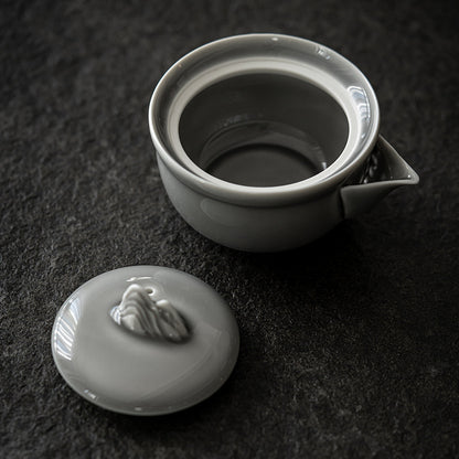 Japanese Simple Household Ceramic Ice Gray Glaze Wave Hand-Held Pot