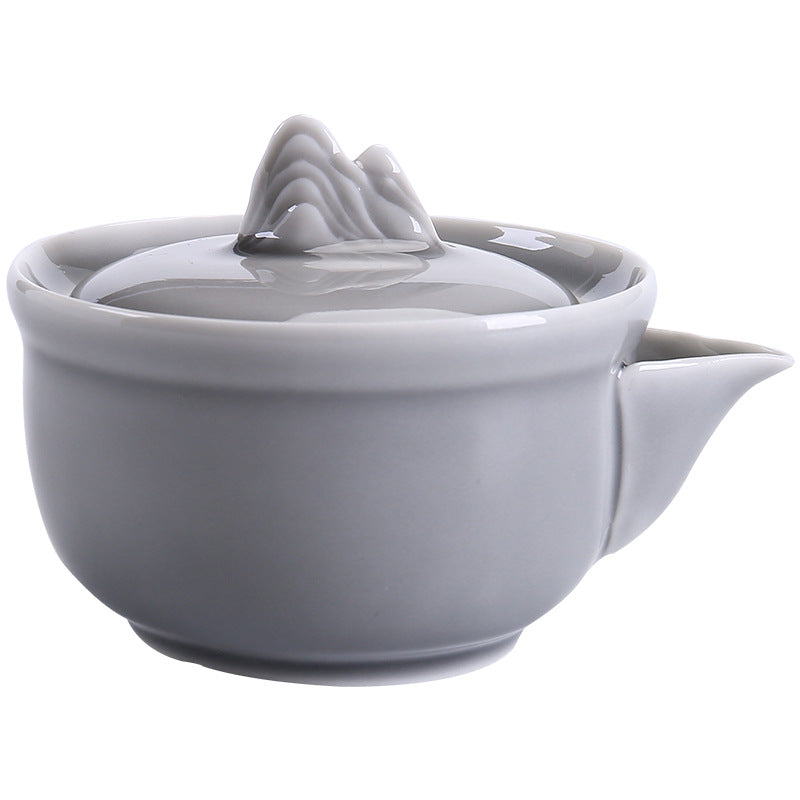 Japanese Simple Household Ceramic Ice Gray Glaze Wave Hand-Held Pot