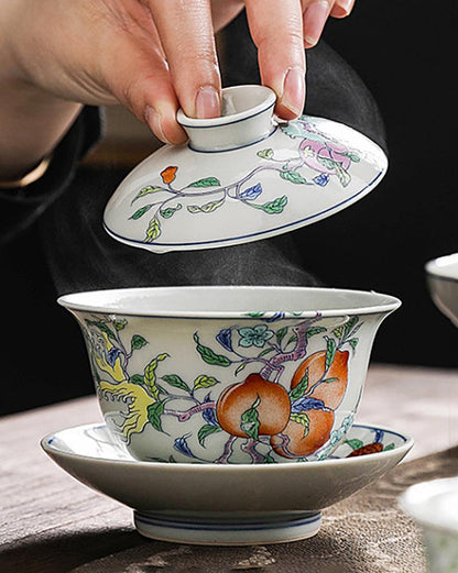 Retro Longevity Porcelain Gaiwan Tea Set - gloriouscollection