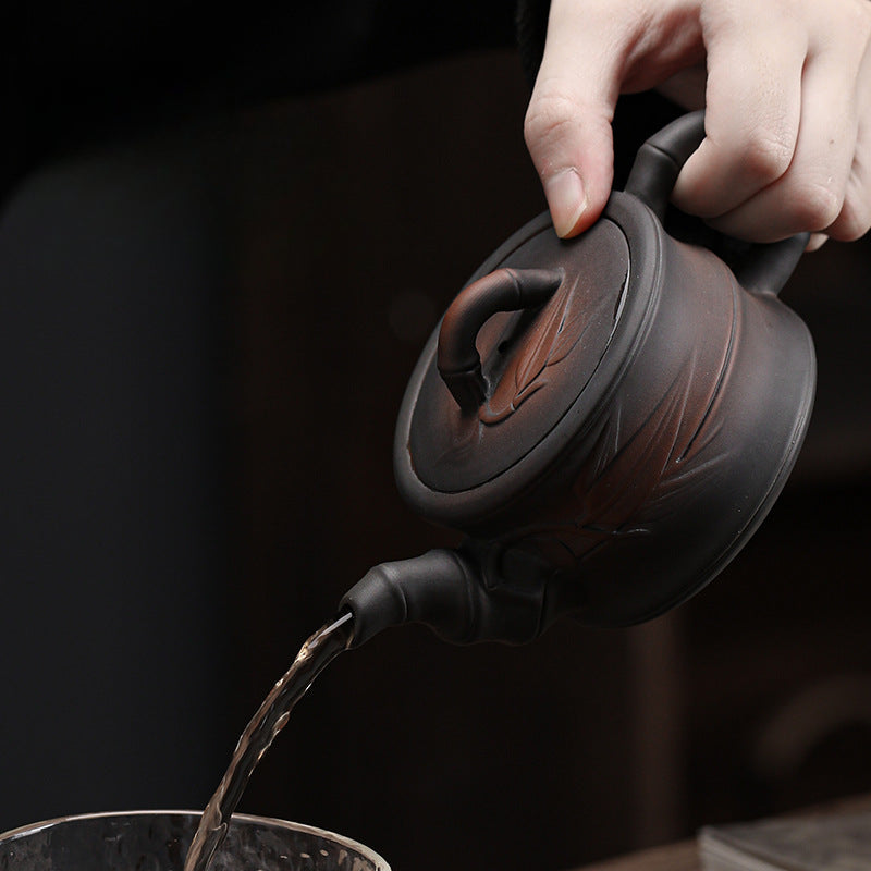 Qingxi Purple Pottery Bamboo Teapot