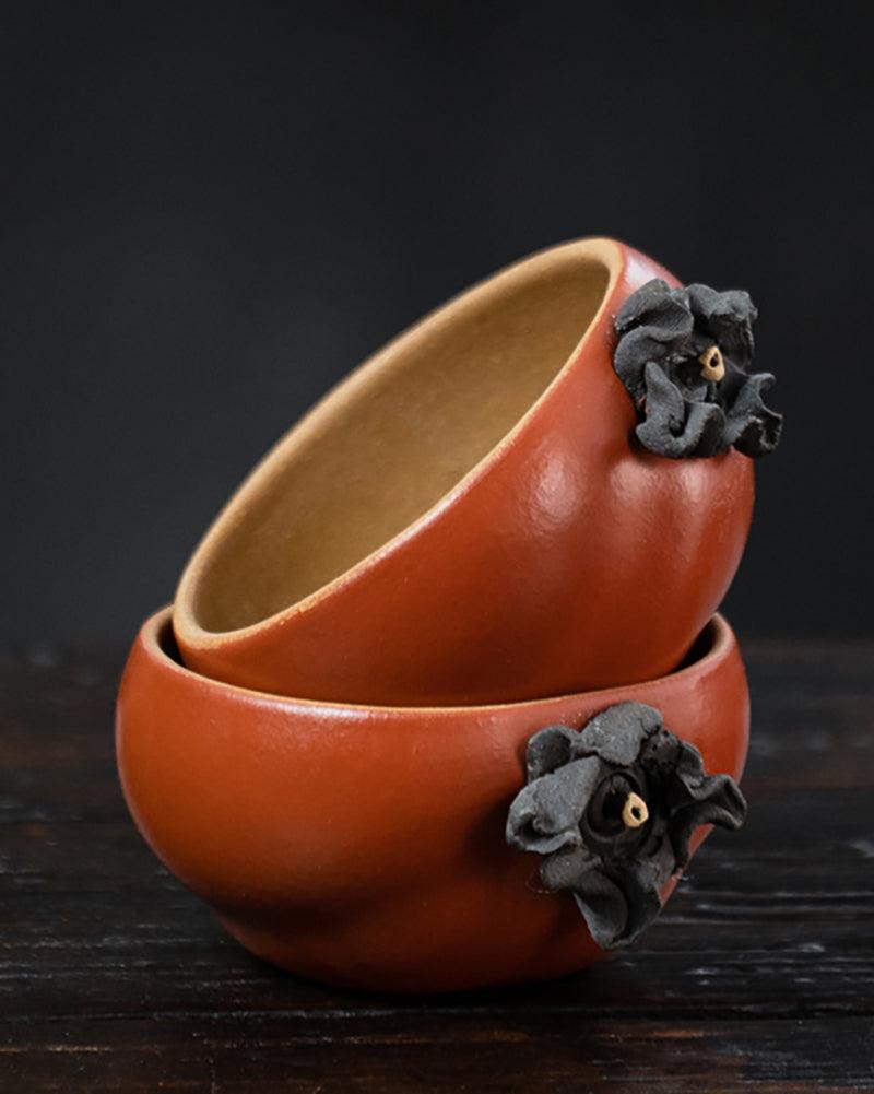 Handmade Persimmon Redware Tea Cup - gloriouscollection
