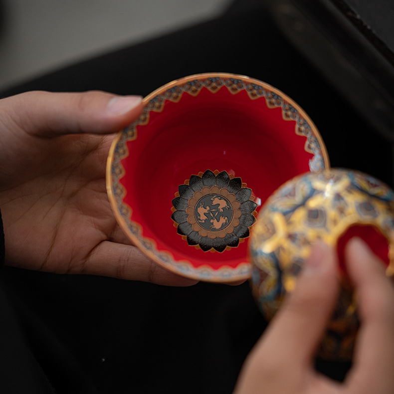 Enamel Color Gilding Porcelain Gaiwan Tea Set