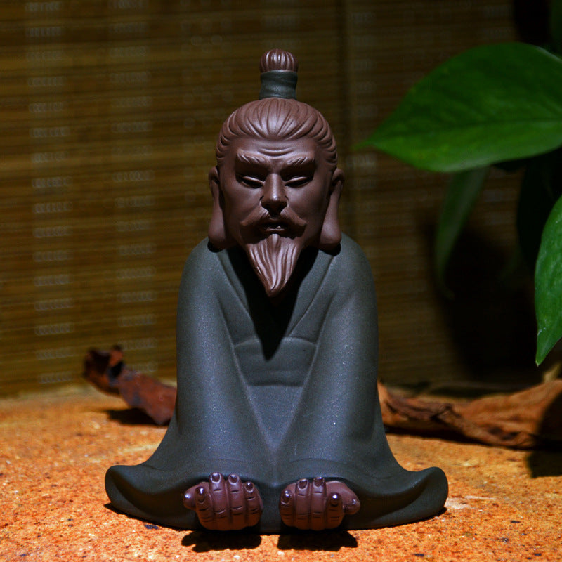 Purplue Sand Tea Pet Decoration Creative Three Kingdoms Character Liu Bei Pen Holder Pen Holder Tea Strainer Tea Utensils
