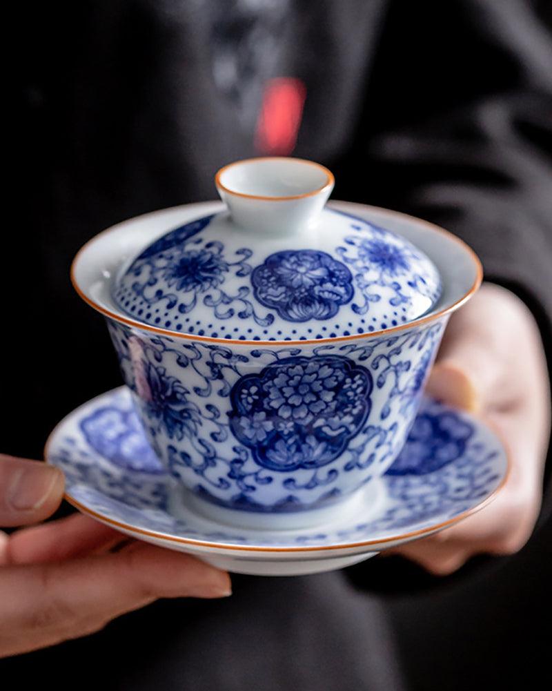 Blue And White Porcelain Gaiwan Tea Set - gloriouscollection