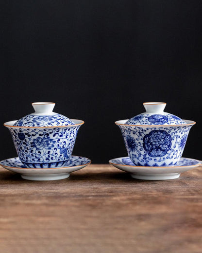 Blue And White Porcelain Gaiwan Tea Set - gloriouscollection