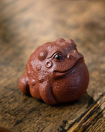 Handmade Wealth Toad Decorative Redware Tea Pet - gloriouscollection