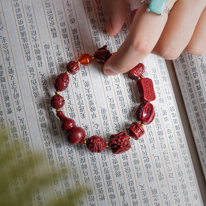 Cinnabar Duobao Lucky Beads Agate Bracelet