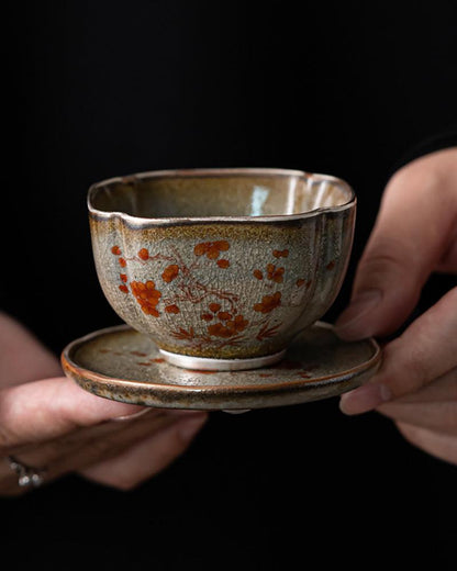 Handmade Ice Flower Glaze Porcelain Tea Cup - gloriouscollection