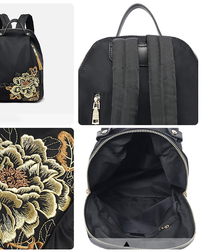 Embroidery Yellow Peony Backpack - gloriouscollection