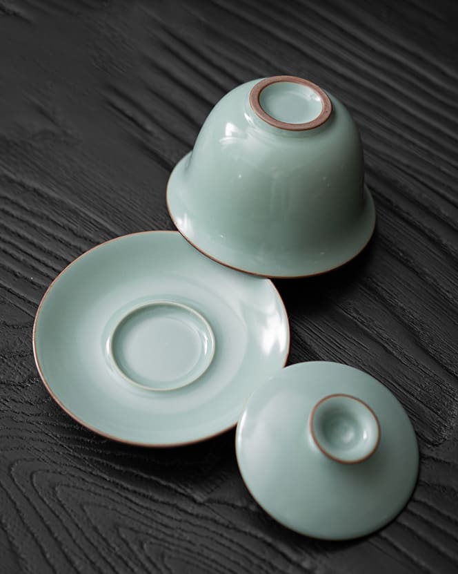 Ru-Kiln Cyan Crackle Glaze Porcelain Gaiwan Tea Set