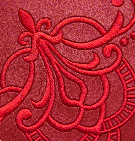 Auspicious Pavilions and Terraces Embroidered Leather Handbag